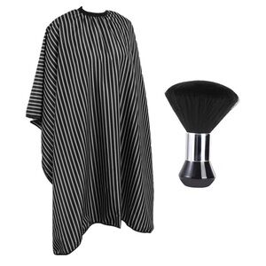 Striped Barber Cape and Brush Set